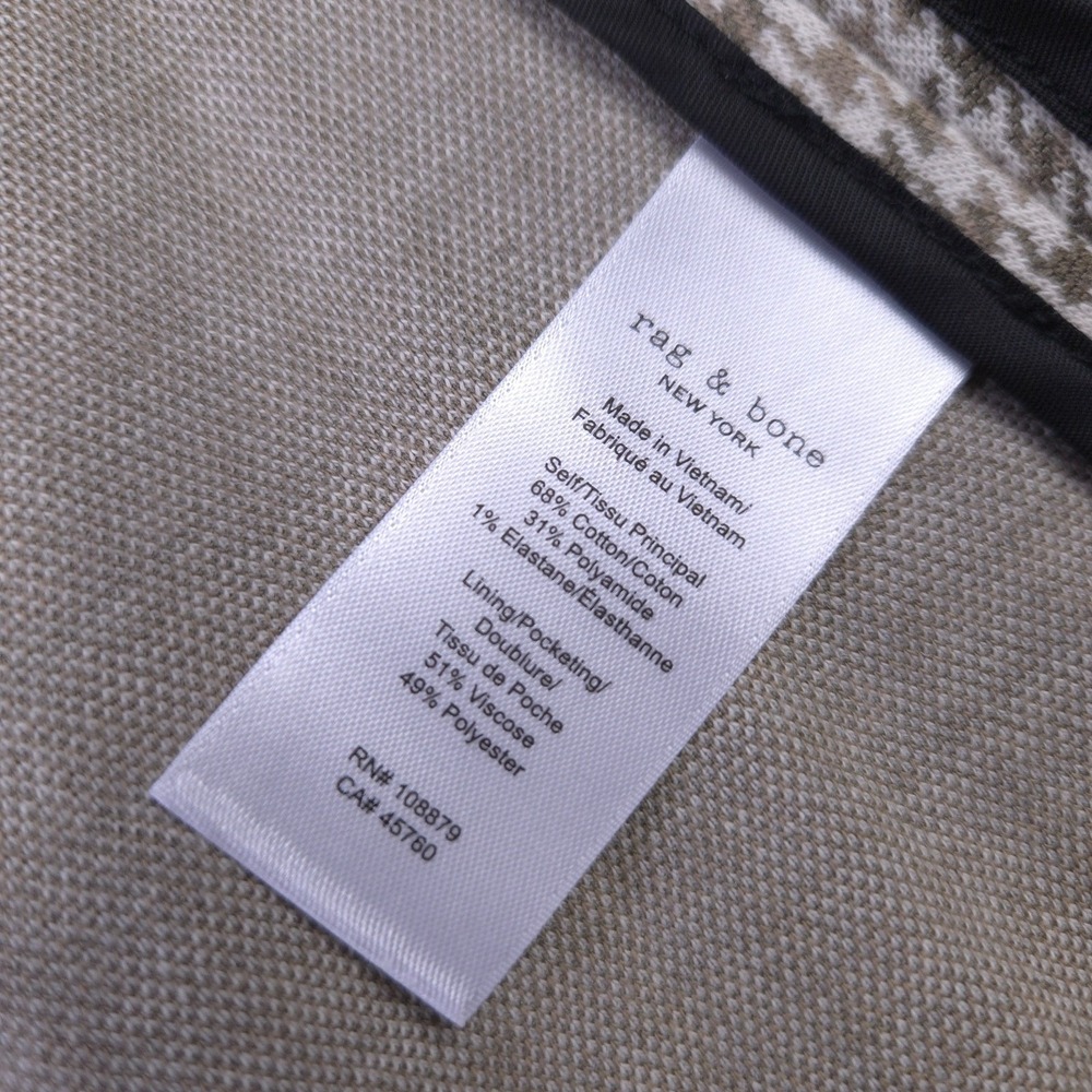 Rag & Bone Blazer Womens Size 8 Houndstooth Jacket Button Coat Beige - Picture 8 of 13